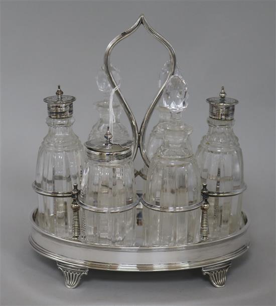 A silver plated cruet, Sheffield